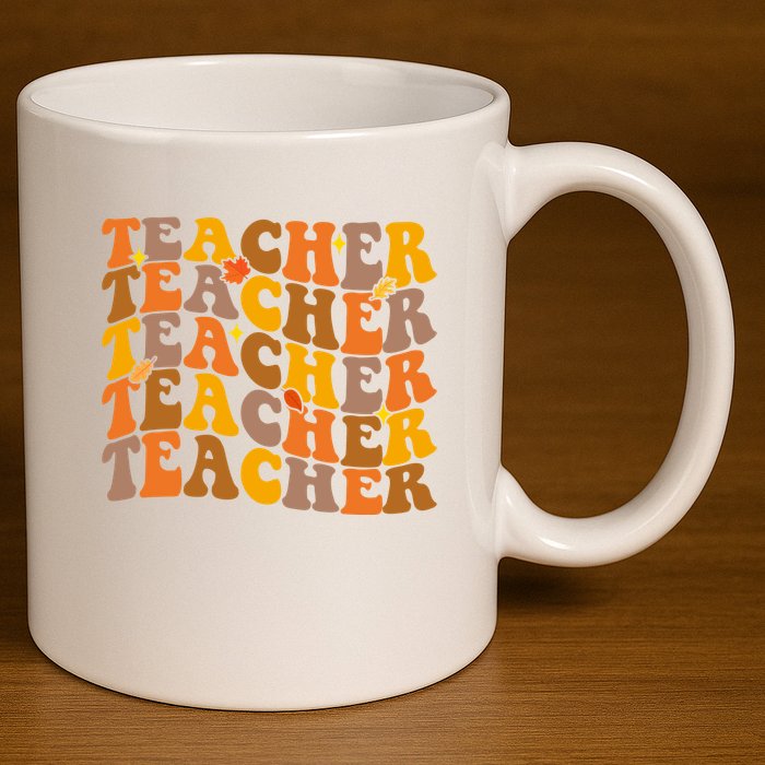 Teacher Retro Fall Cute Gift 11oz C Handle Ceramic Mug