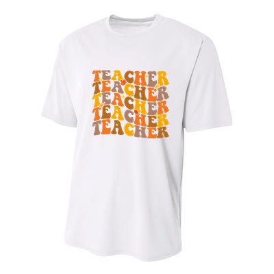 Teacher Retro Fall Cute Gift Youth Performance Sprint T-Shirt