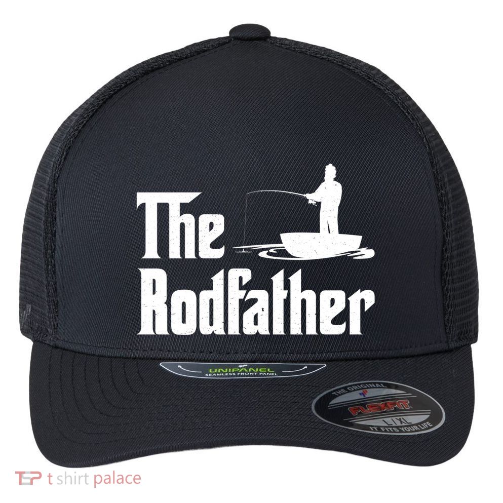 The Rodfather Funny Fishing For Fisherman Gift Flexfit Unipanel Trucker Cap