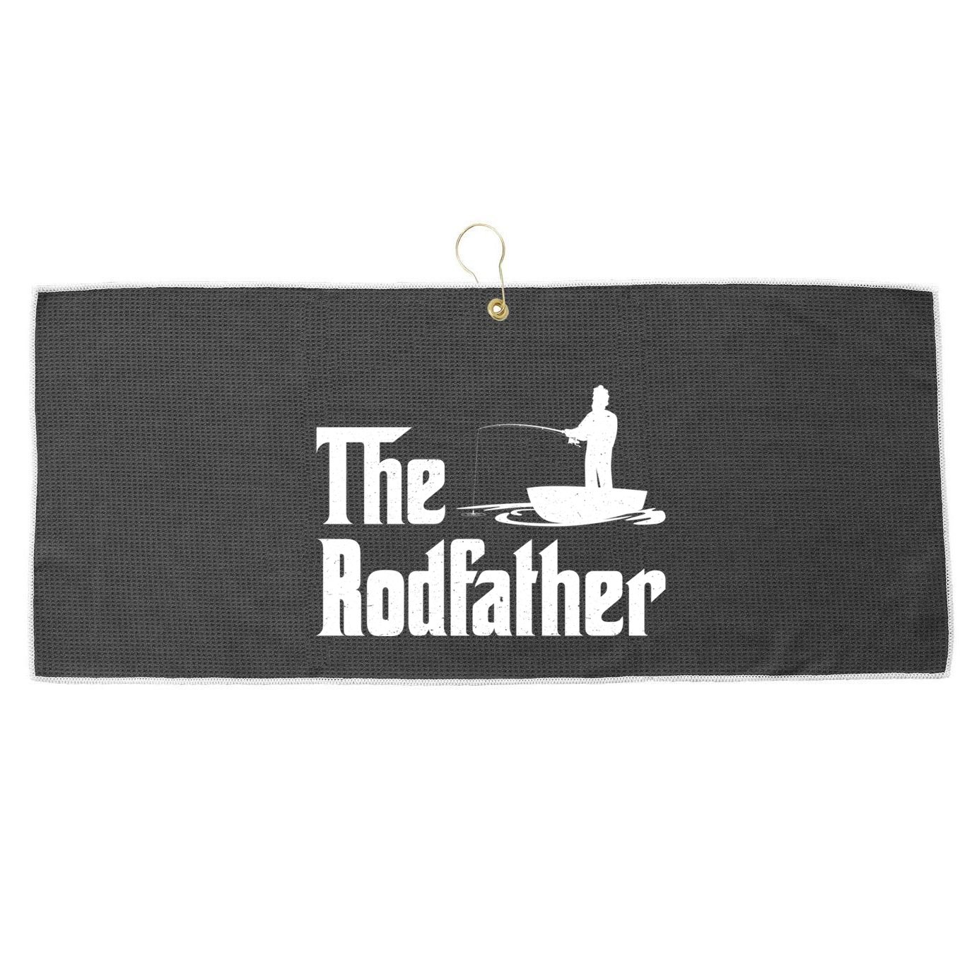 The Rodfather Funny Fishing For Fisherman Gift Large Microfiber Waffle Golf Towel