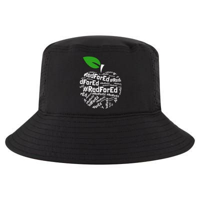 Teacher Red for Ed Cute Apple Graphic Design for Teachers Cool Comfort Performance Bucket Hat