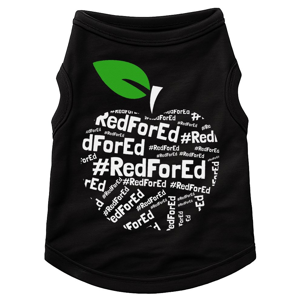 Teacher Red for Ed Cute Apple Graphic Design for Teachers Doggie Tank