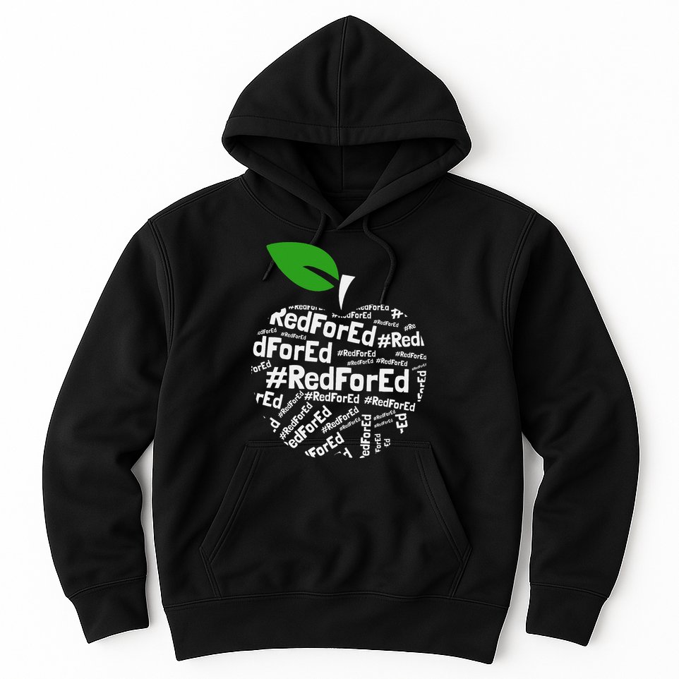Teacher Red for Ed Cute Apple Graphic Design for Teachers Hoodie