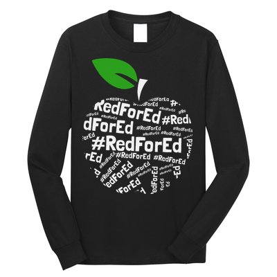 Teacher Red for Ed Cute Apple Graphic Design for Teachers Long Sleeve Shirt