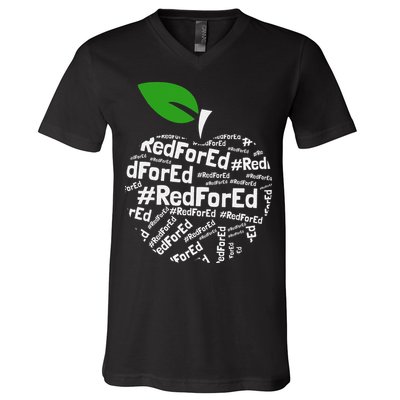 Teacher Red for Ed Cute Apple Graphic Design for Teachers V-Neck T-Shirt