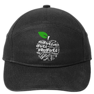 Teacher Red for Ed Cute Apple Graphic Design for Teachers 7-Panel Snapback Hat
