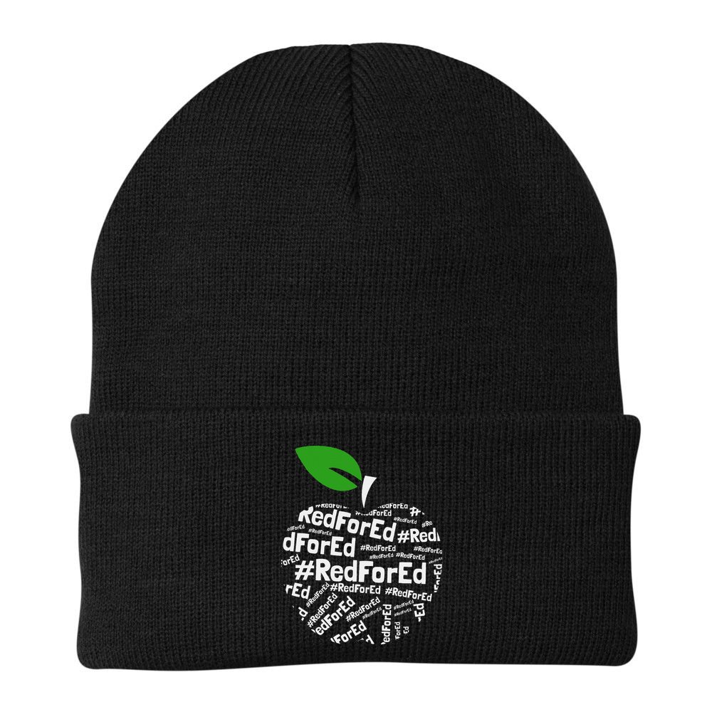 Teacher Red for Ed Cute Apple Graphic Design for Teachers Beanie