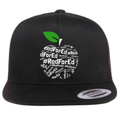 Teacher Red for Ed Cute Apple Graphic Design for Teachers Flatbill Hat
