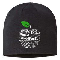 Teacher Red for Ed Cute Apple Graphic Design for Teachers Sustainable Beanie