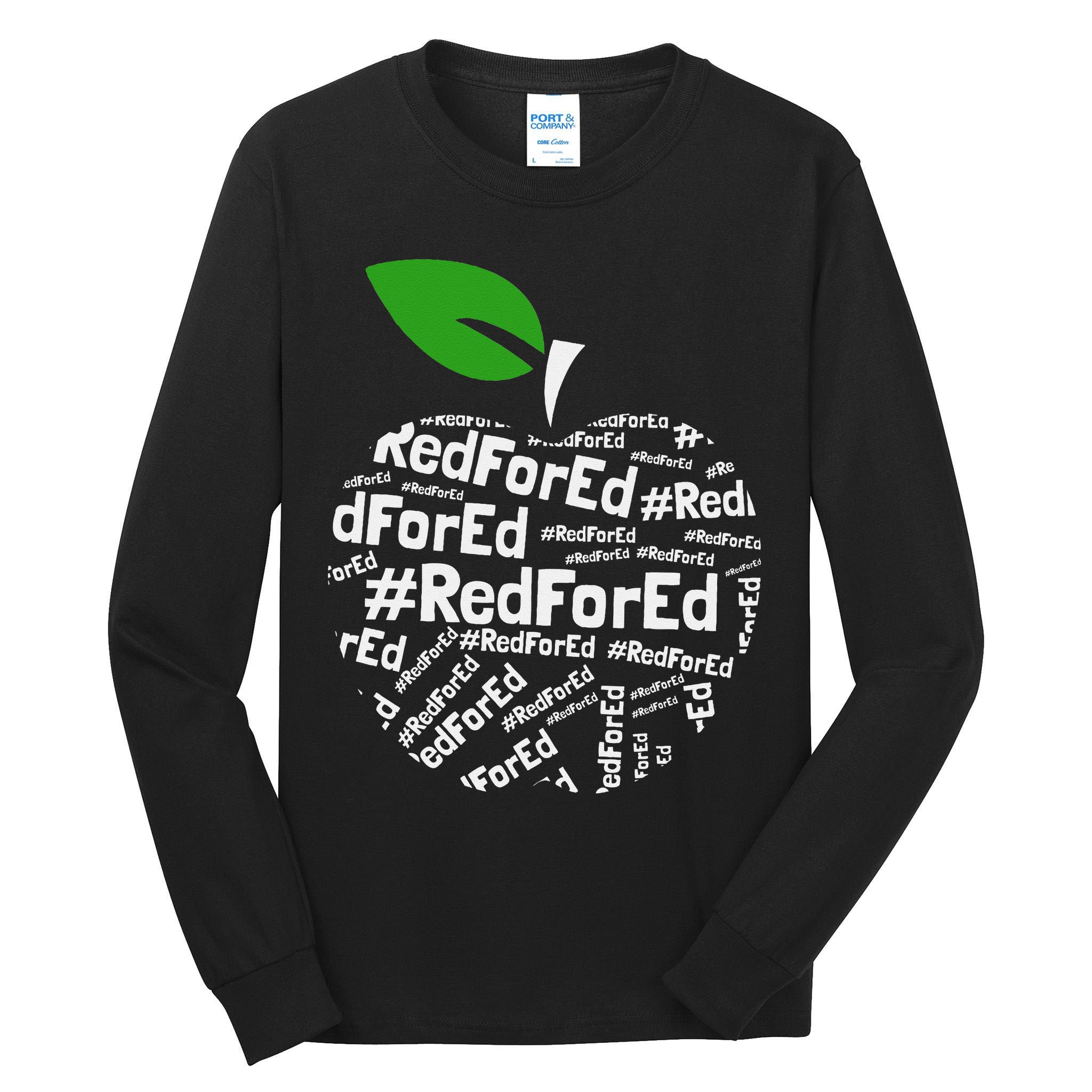Teacher Red for Ed Cute Apple Graphic Design for Teachers Tall Long Sleeve T-Shirt