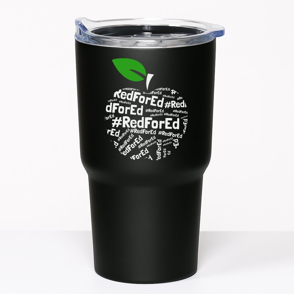 Teacher Red for Ed Cute Apple Graphic Design for Teachers Tumbler