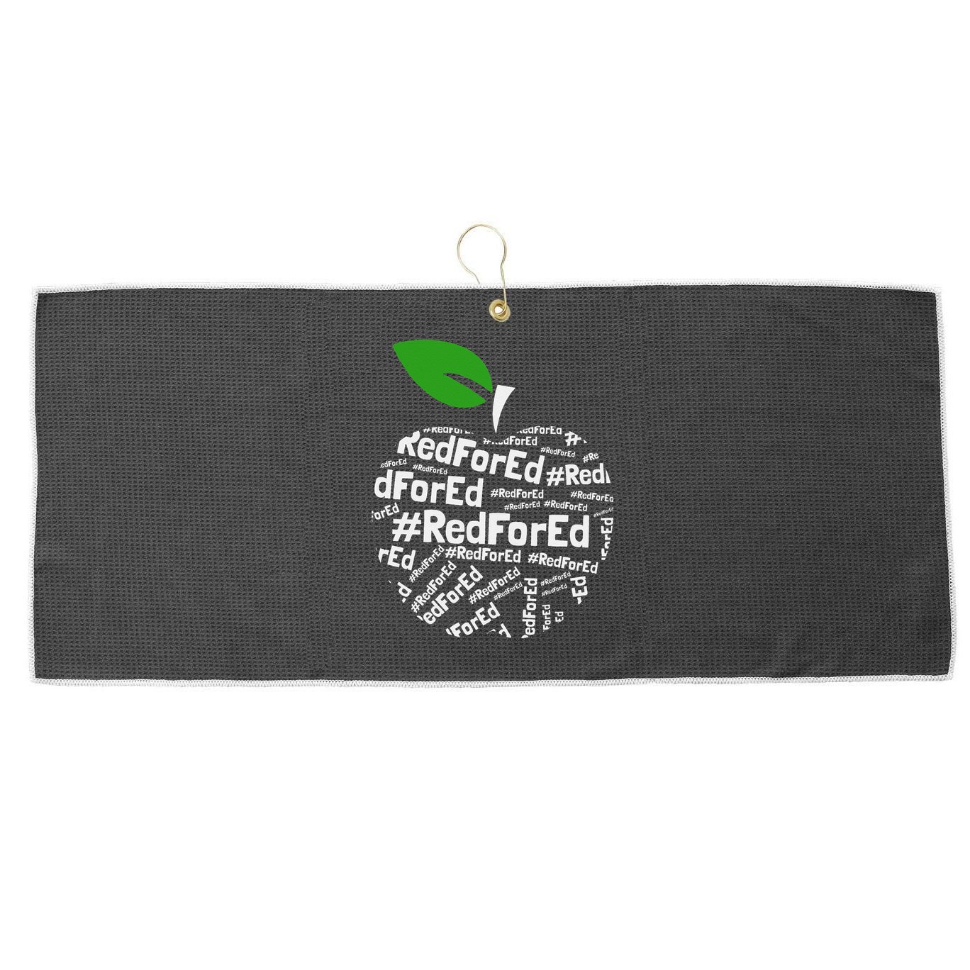 Teacher Red for Ed Cute Apple Graphic Design for Teachers Large Microfiber Waffle Golf Towel