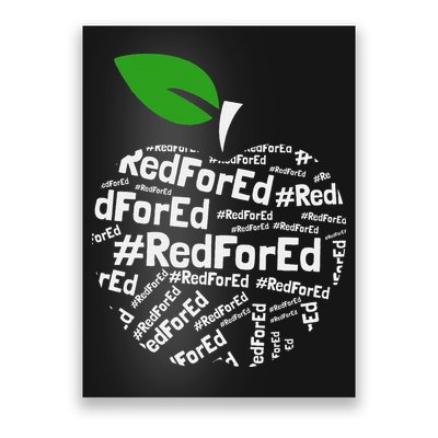 Teacher Red for Ed Cute Apple Graphic Design for Teachers Poster