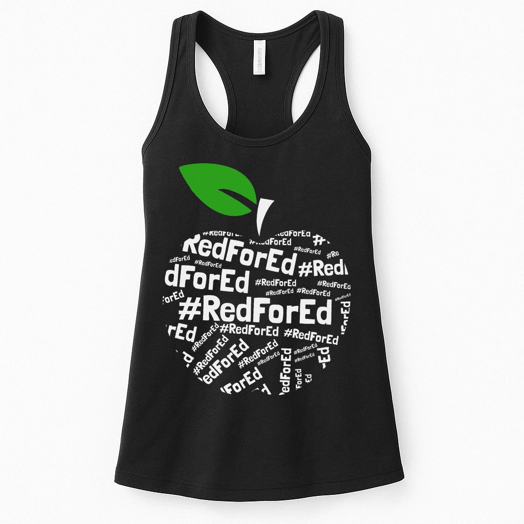 Teacher Red for Ed Cute Apple Graphic Design for Teachers Womens Tank Top