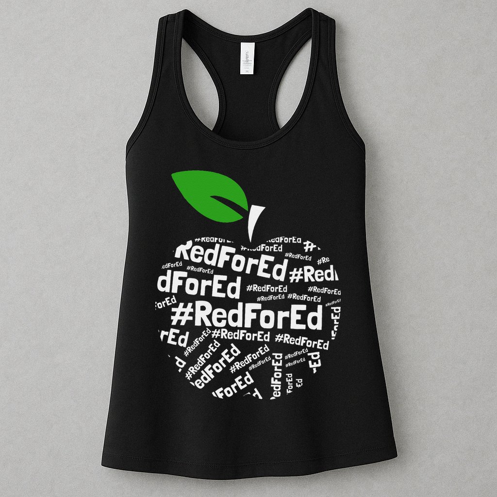 Teacher Red for Ed Cute Apple Graphic Design for Teachers Womens Tank Top