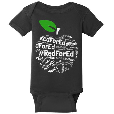 Teacher Red for Ed Cute Apple Graphic Design for Teachers Baby Bodysuit