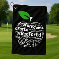 Teacher Red for Ed Cute Apple Graphic Design for Teachers Golf Towel