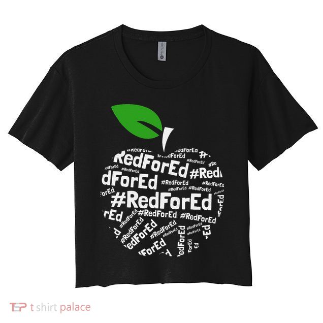 Teacher Red for Ed Cute Apple Graphic Design for Teachers Crop Top