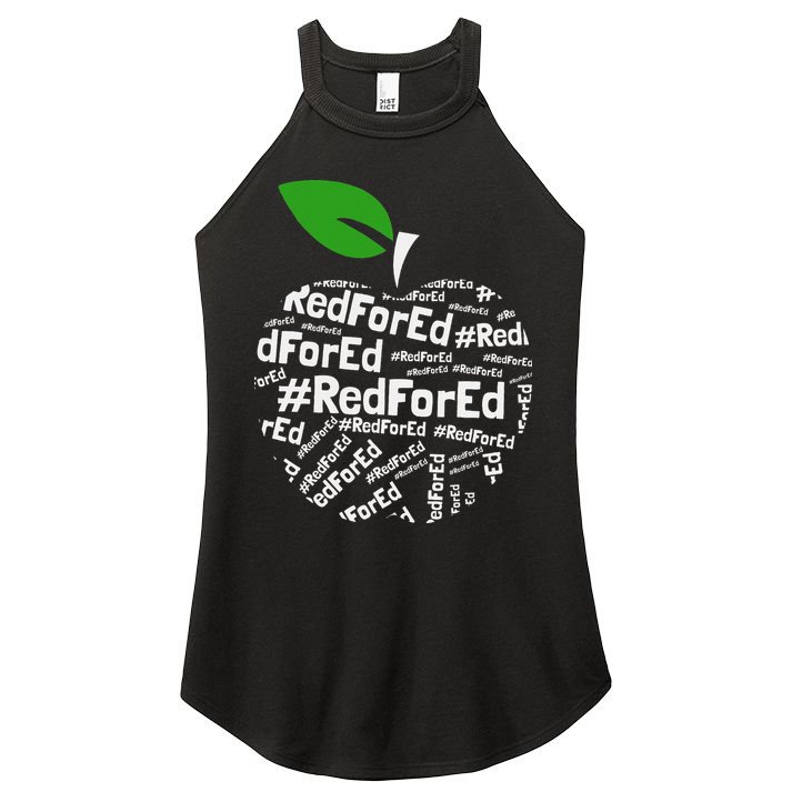 Teacher Red for Ed Cute Apple Graphic Design for Teachers Women's Perfect Tri Rocker Tank