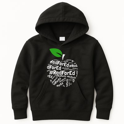 Teacher Red for Ed Cute Apple Graphic Design for Teachers Kids Hoodie