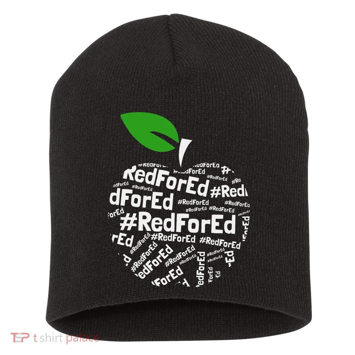 Teacher Red for Ed Cute Apple Graphic Design for Teachers Short Acrylic Beanie