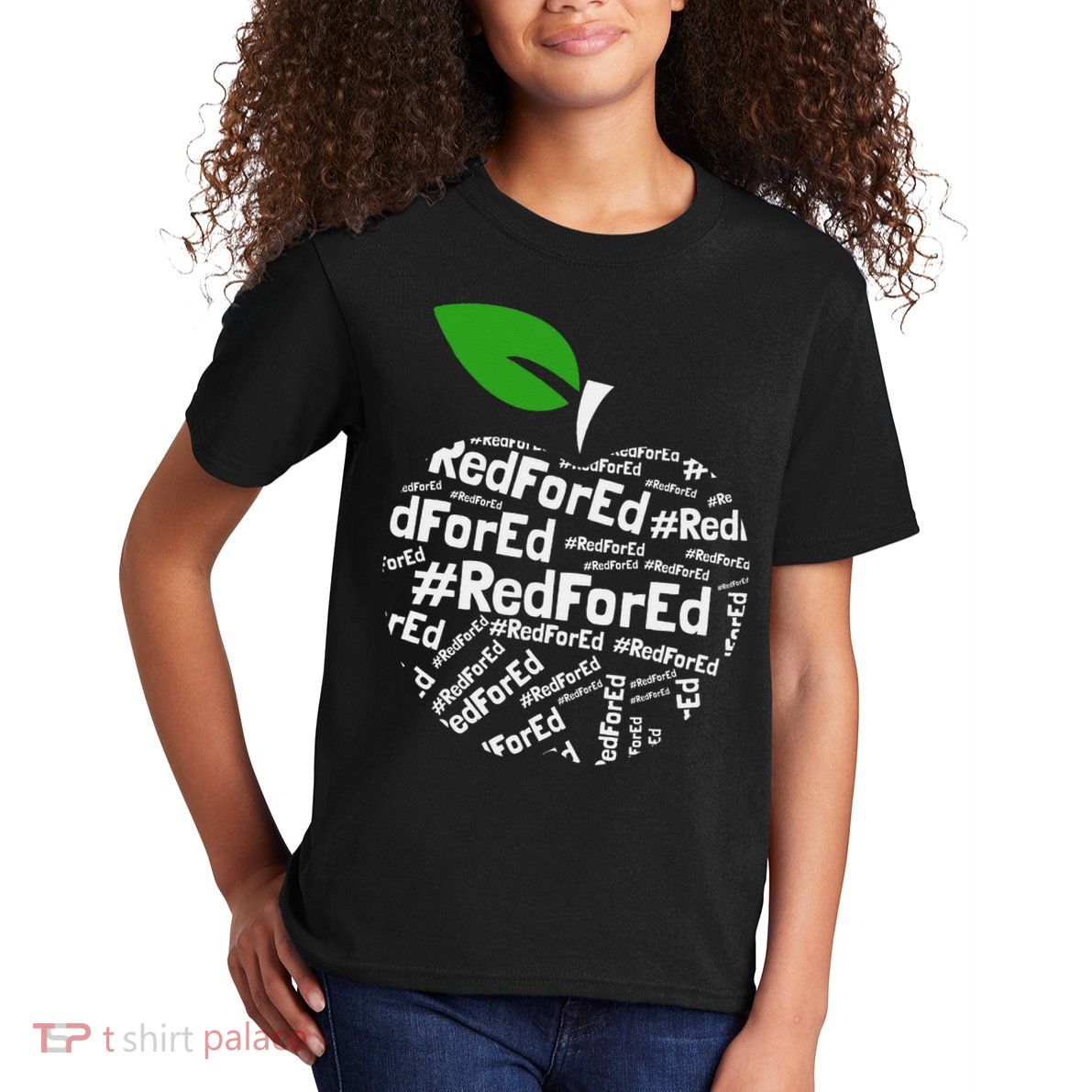 Teacher Red for Ed Cute Apple Graphic Design for Teachers Kids T-Shirt