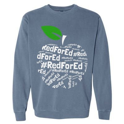 Teacher Red for Ed Cute Apple Graphic Design for Teachers Garment-Dyed Sweatshirt