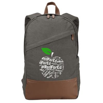 Teacher Red for Ed Cute Apple Graphic Design for Teachers Cotton Canvas Backpack