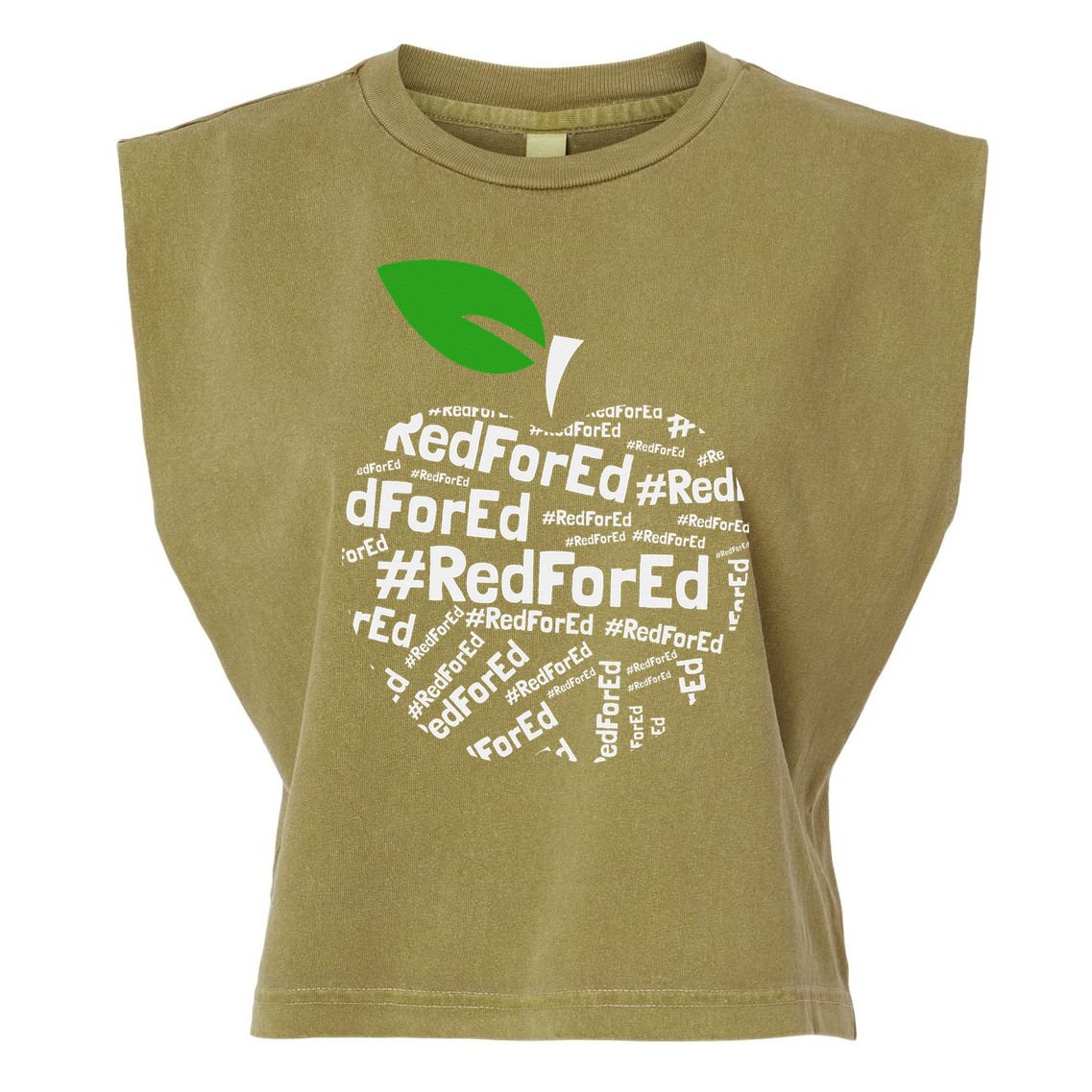 Teacher Red for Ed Cute Apple Graphic Design for Teachers Garment-Dyed Women's Muscle Tee
