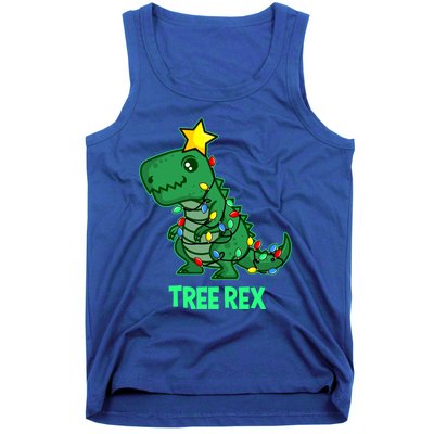 Tree Rex Funny Cute Retro Christmas Dino Cool Gift Tank Top