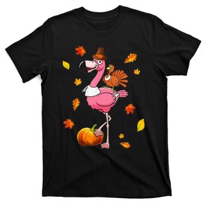 Turkey Riding Flamingo Thanksgiving Day Funny Fall Autumn T-Shirt