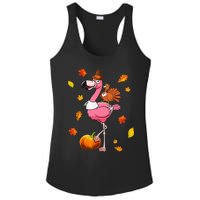 Turkey Riding Flamingo Thanksgiving Day Funny Fall Autumn Ladies PosiCharge Competitor Racerback Tank