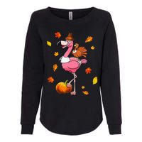 Turkey Riding Flamingo Thanksgiving Day Funny Fall Autumn Womens California Wash Sweatshirt