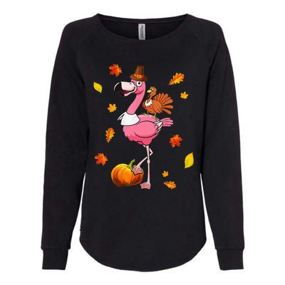 Turkey Riding Flamingo Thanksgiving Day Funny Fall Autumn Womens California Wash Sweatshirt