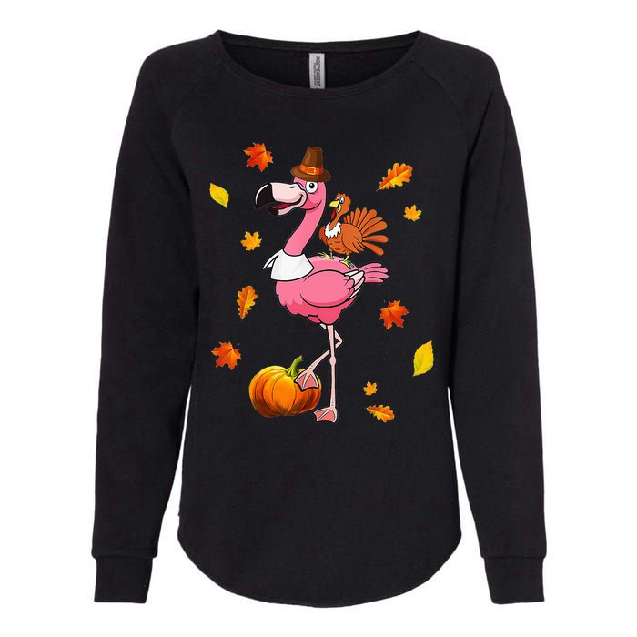 Turkey Riding Flamingo Thanksgiving Day Funny Fall Autumn Womens California Wash Sweatshirt