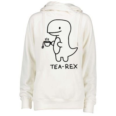 Tea Rex Funny Dinosaur Tea Party Womens Funnel Neck Pullover Hood