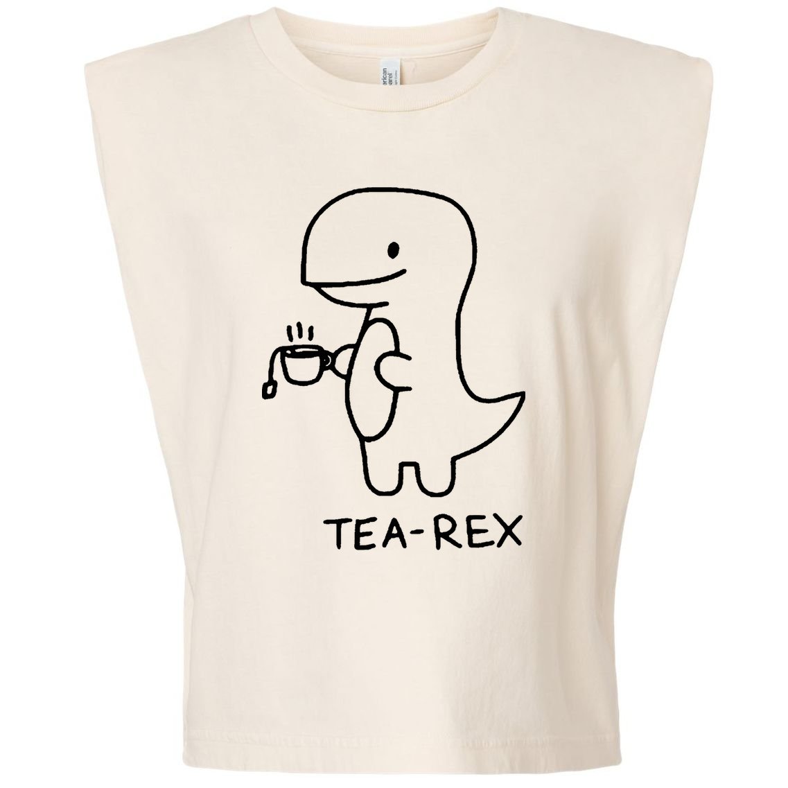 Tea Rex Funny Dinosaur Tea Party Garment-Dyed Women's Muscle Tee