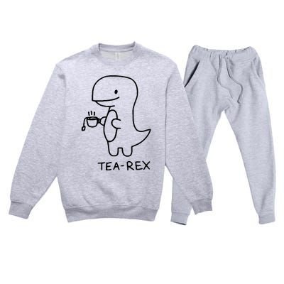 Tea Rex Funny Dinosaur Tea Party Premium Crewneck Sweatsuit Set