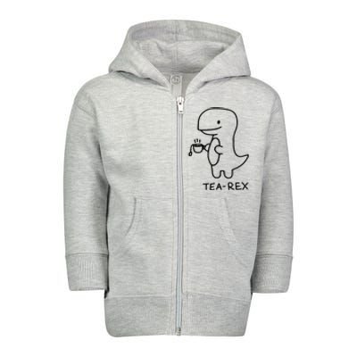 Tea Rex Funny Dinosaur Tea Party Toddler Zip Fleece Hoodie