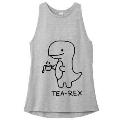 Tea Rex Funny Dinosaur Tea Party Ladies PosiCharge Tri-Blend Wicking Tank