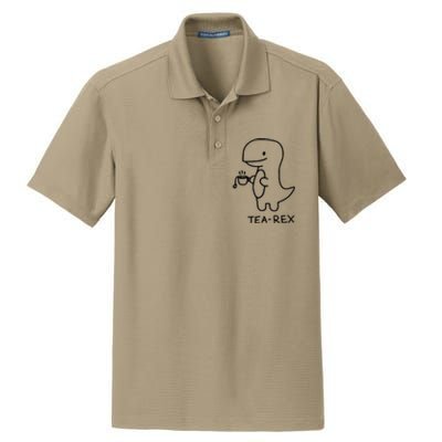 Tea Rex Funny Dinosaur Tea Party Dry Zone Grid Polo