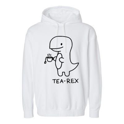 Tea Rex Funny Dinosaur Tea Party Garment-Dyed Fleece Hoodie