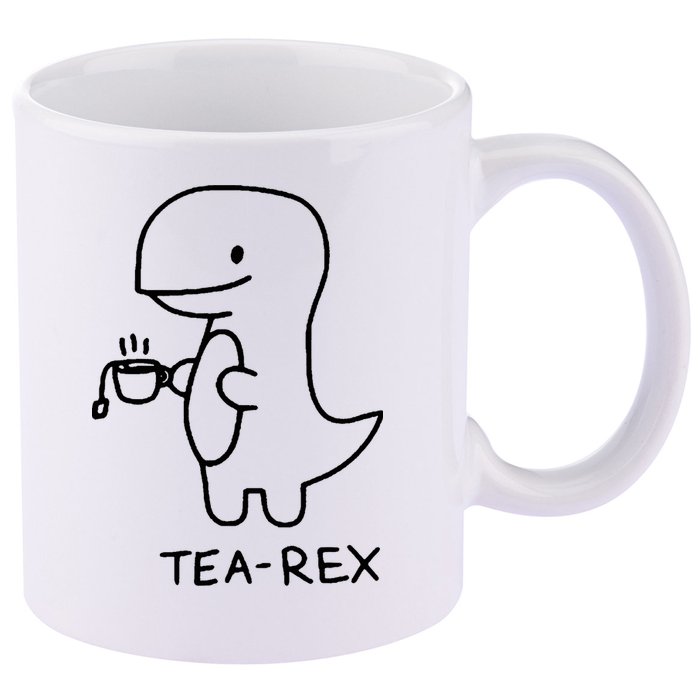 Tea Rex Funny Dinosaur Tea Party 11oz C Handle Ceramic Mug