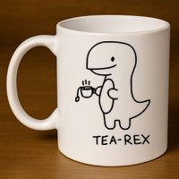 Tea Rex Funny Dinosaur Tea Party 11oz C Handle Ceramic Mug