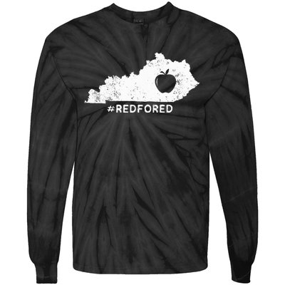 Teacher Red For Ed Kentucky Public Education Tie-Dye Long Sleeve Shirt