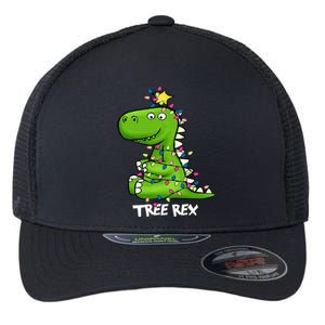 Tree Rex Funny Xmas Trex Christmas Dinosaur Flexfit Unipanel Trucker Cap