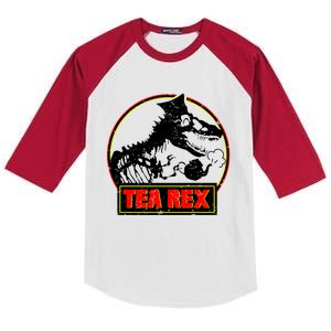 Tea Rex Funny TRex Dinosaur Skeleton Ing Tea Gift Kids Colorblock Raglan Jersey