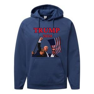 Trump Raise Fist Pump! Donald Trump Shooting Bloody Trump Rally Performance Fleece Hoodie