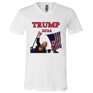 Trump Raise Fist Pump! Donald Trump Shooting Bloody Trump Rally V-Neck T-Shirt