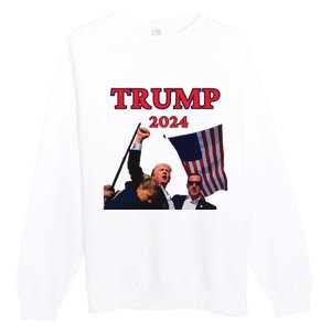 Trump Raise Fist Pump! Donald Trump Shooting Bloody Trump Rally Premium Crewneck Sweatshirt